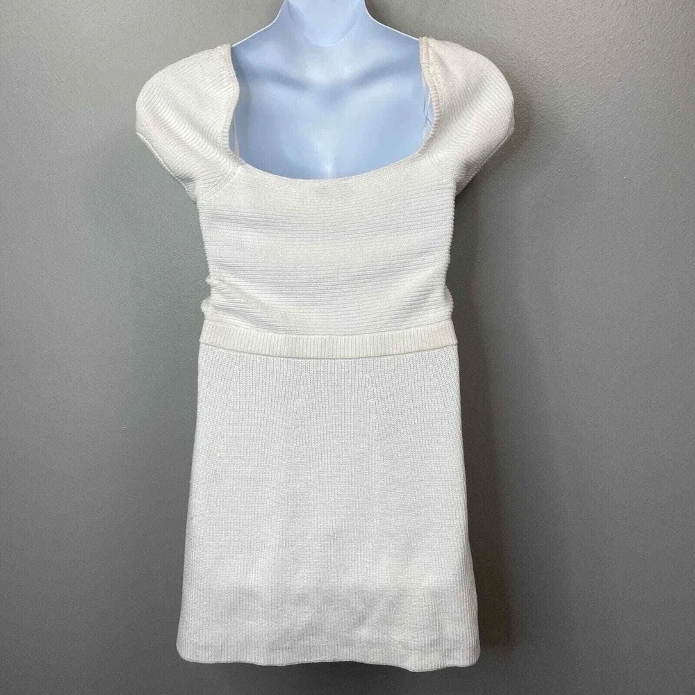 & Other Stories‎ Criss Cross Knit Dress Womens Medium Ivory Cap Sleeve